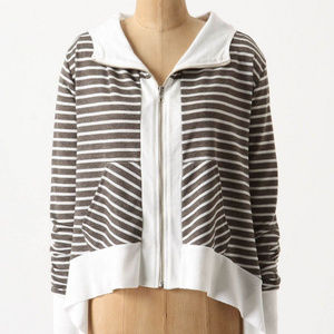 Anthropologie Kick Back Hoodie  Relaxed Striped Top Zip Front  By Market, Size S